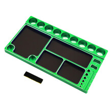 (Green) Aluminium Alloy RC Car Screws Magnetic Tray Seperate Storage Holder Organizer