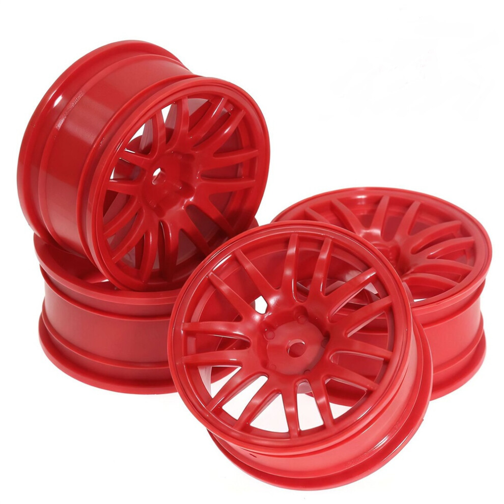 (Red) 4Pcs 52Mm Plastic Wheels Rims For Tamiya Hpi 94123 Tt01 Fw06 Rc Car Red 320997479093