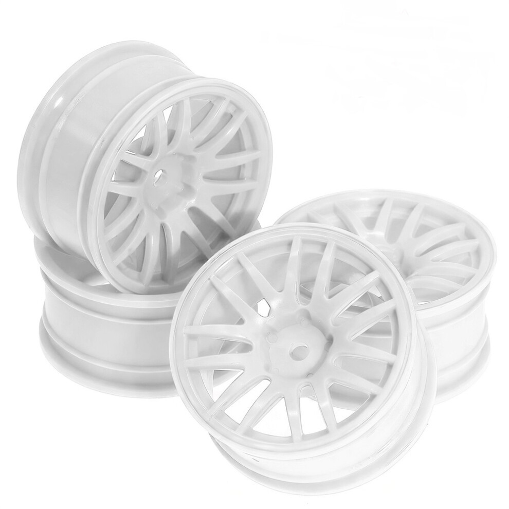 (White) 4Pcs 52Mm Plastic Wheels Rims For Tamiya Hpi 94123 Tt01 Fw06 Rc Car White 320997479079