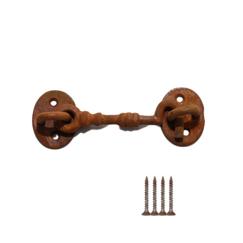 4" Plain Cast Iron Cabin Hook Rust by Ironmongery World