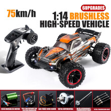 (Orange) 1/14 Scale RC Racing High-Speed 4WD Electric Truck, Brushless Off-Road Car