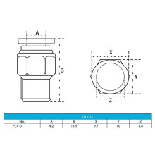 E3D V6 Pneumatic Fitting PC4-m10 Plastic Straight Quick Coupling Self-Locking