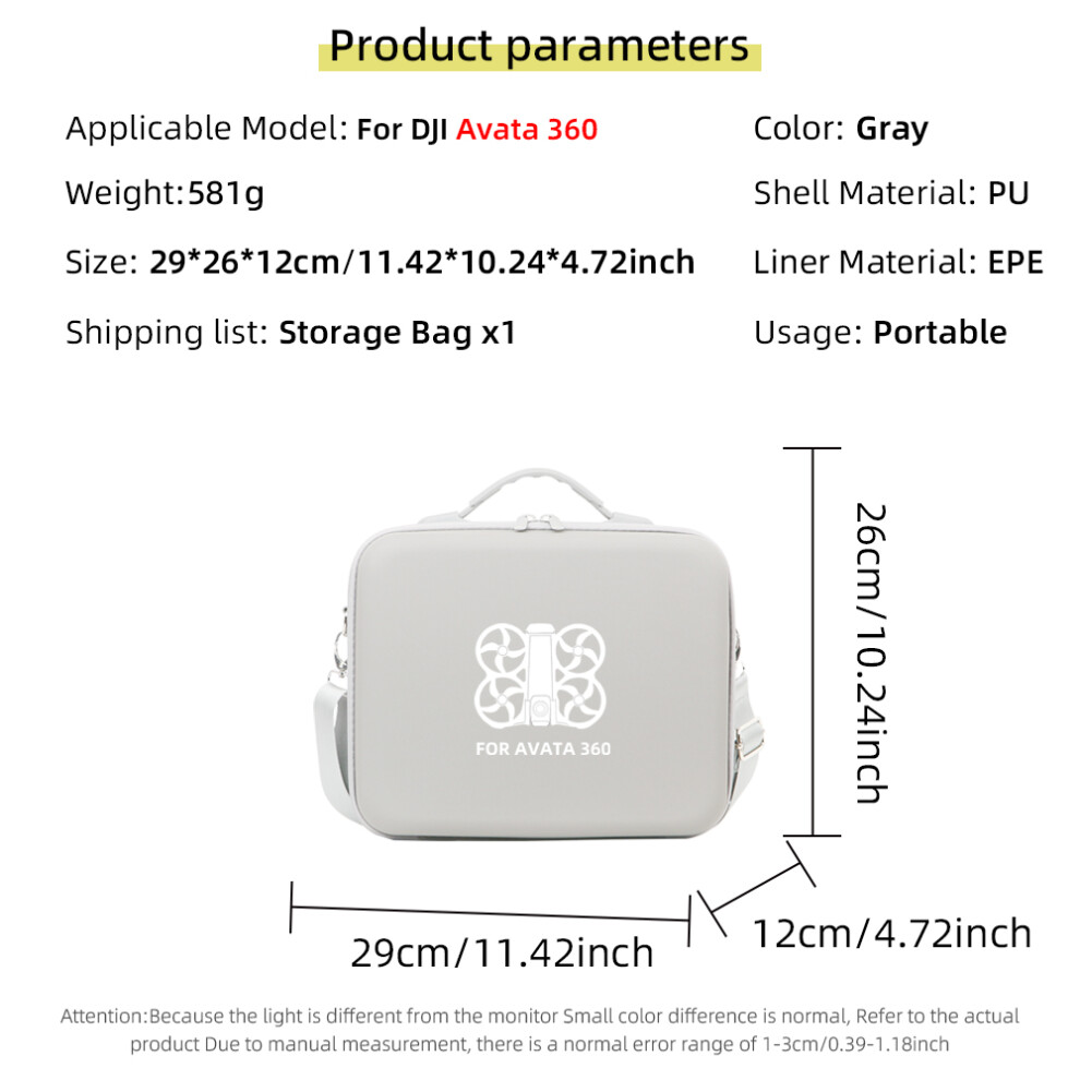 ( A) Panoramic Drone Portable Carry Case Storage Protective Bag For Dji Avata 360 Grey 123643872978