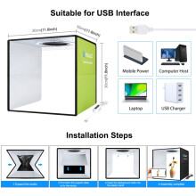 (Green 30CM) PULUZ 30cm Folding Ring Light Kit: Portable Photo Studio Tent Box with 6 Color Backdrops