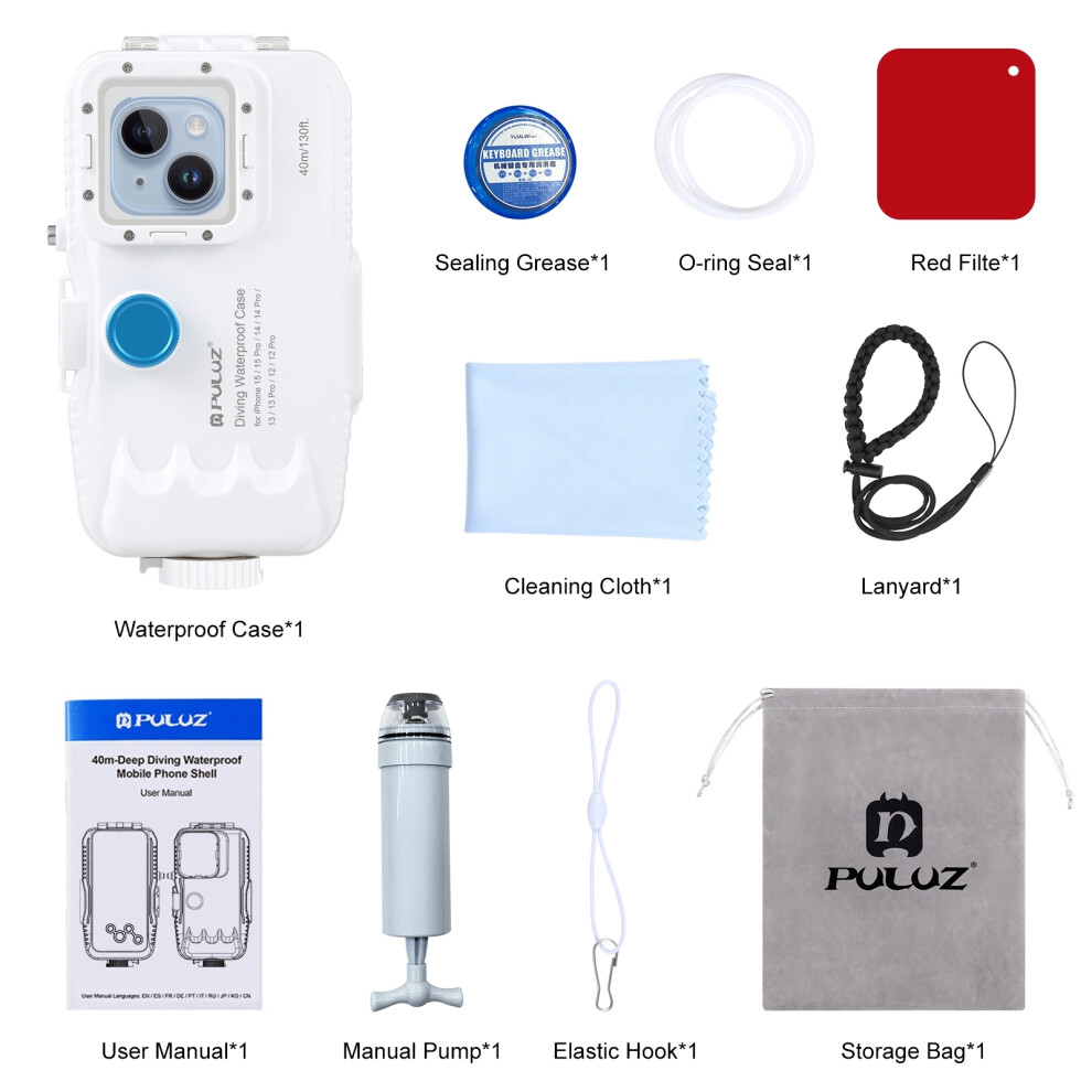 (Iphone13 / 13 Pro / 12 / 12 Pro) Puluz 40M/130Ft Waterproof Diving Case For Iphone 13 Pro Max / 12 Pro Max / 11 Pro Max 320997480808
