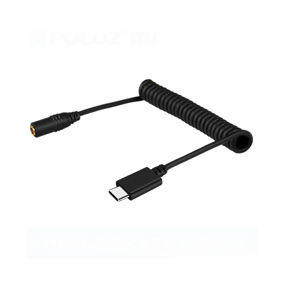(3.5Mm Trrs Female To Type-C) Puluz 3.5Mm Trrs Female To Type-C / Usb-C Male Field Microphone Audio Adapter Spring Reel Cable 320997480853