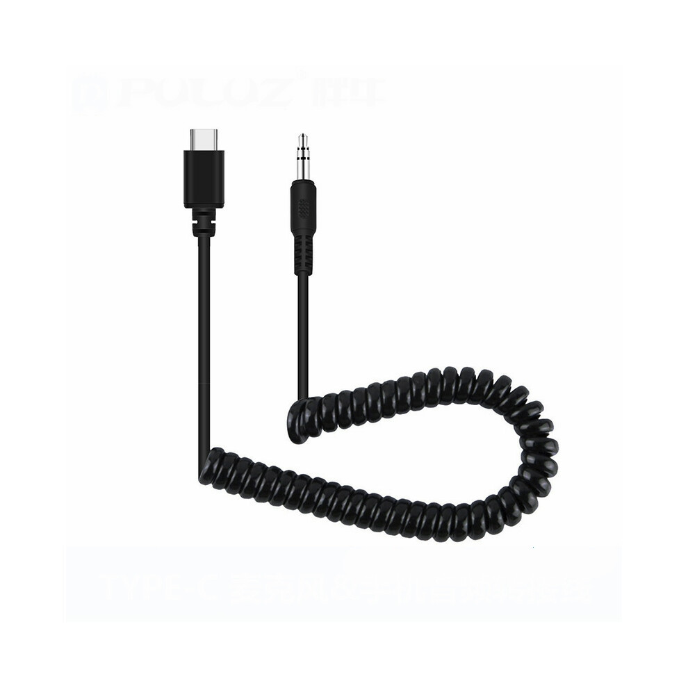 (3.5Mm Trrs Male To Type-C) Puluz 3.5Mm Trrs Female To Type-C / Usb-C Male Field Microphone Audio Adapter Spring Reel Cable 320997480860