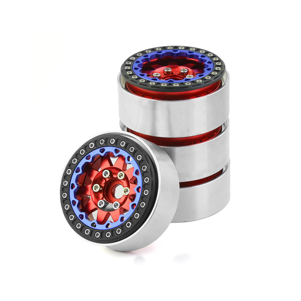 (Red) 1.9" Beadlock Wheel Rim For 1/10 Rc Crawler - Fits Axial Scx10, D90, Trx4, Trx6, Hpi, Hsp, Tamiya Vehicles Red 123643873982