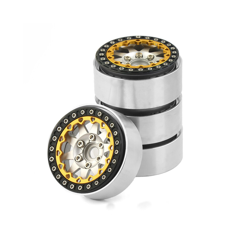 (Gold) Metal 1.9Inch Beadlock Wheel Rim Hub For1/10 Rc Crawler Axial Scx10 D90 Trx4 Trx6 Hpi Hsp Tire Rc Accessories Tamiya Gold 320997481584