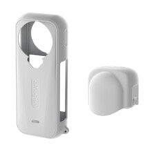 (Gray) Camera Shockproof Silicone Case with Lens Protector Cap for Insta360 X4 Air