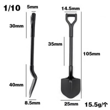 (Shovel-1/10) 1/10 or 1/18 1/24 Scale Metal Shovel Decor for RC Crawler, 55MM/105MM Length