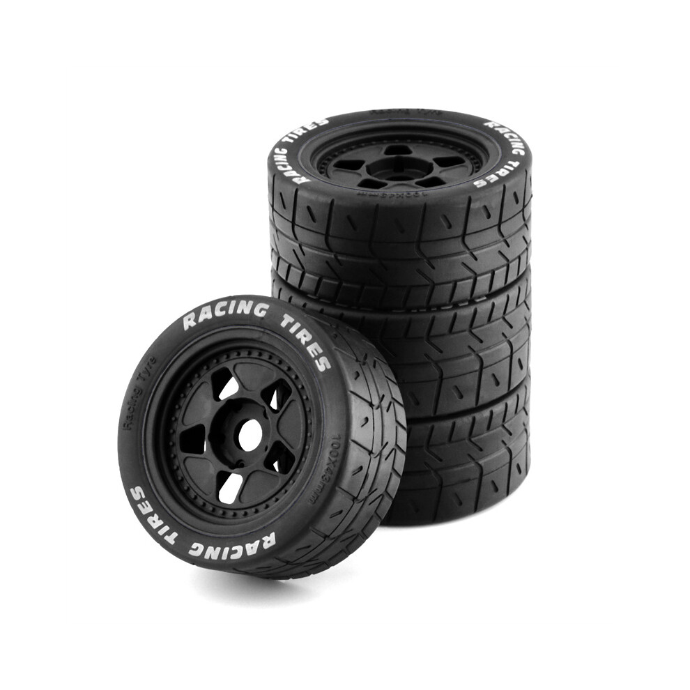 (Black) 4Pcs Rc Car Tires+Wheel For 1/8 1/7 Off-Road Vehicle/Short Truck/Desert Truck Black 320997488125