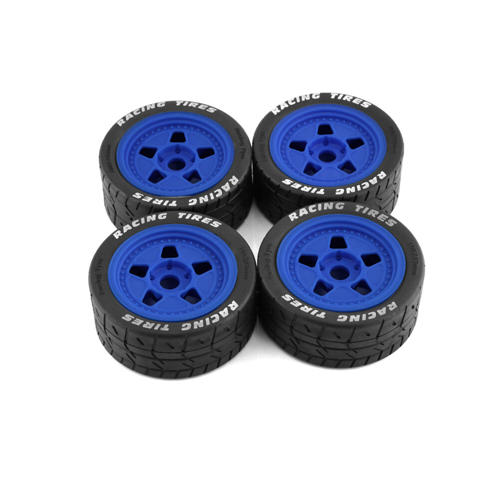 (Blue) 4Pcs Rc Car Tires+Wheel For 1/8 1/7 Off-Road Vehicle/Short Truck/Desert Truck Blue 320997488132