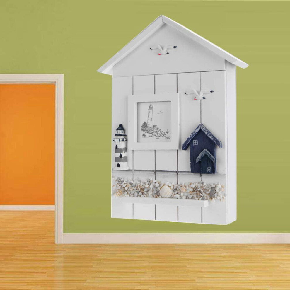 Mediterranean Style Key Cabinet Wood Nautical Style Wall Mounted Wooden Key Holder Storage Box Cabinet 6032417957190