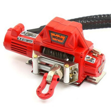 (Red) Steel Wire Automatic Simulated Winch For 1/10 RC Crawler Car Axial SCX10 90046 D90 TRX4