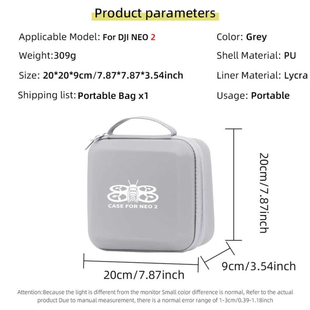 (Grey) For Dji Neo 2 Drone Body Storage Case Pu Portable Handheld Protective Bag Grey 320997476153