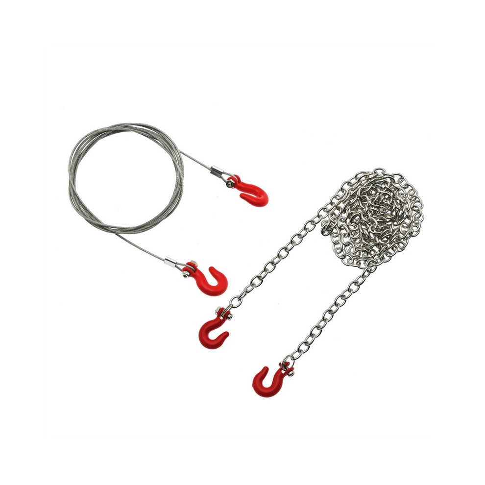 (Metal Chain+Wire) Metal Rc Trailer Tow Hooks And Chain 39Inch Long Simulation Rc Car Accessory For 1:10 Rc Crawler Climbing Car 123643874774