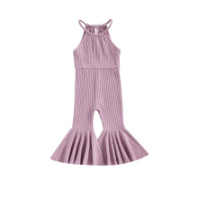 (9-12 Months, Purple) Baby Kid Girls Jumpsuit, Sleeveless Solid Summer Long Flare Pants for Party Casual
