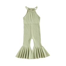 (18-24 Months, Green) Baby Kid Girls Jumpsuit, Sleeveless Solid Summer Long Flare Pants for Party Casual