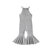 (9-12 Months, Gray) Baby Kid Girls Jumpsuit, Sleeveless Solid Summer Long Flare Pants for Party Casual