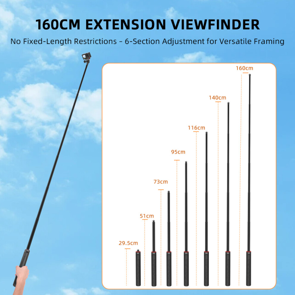 (1.6M) Camera Extension Selfie Stick 1.6M Extension Tripod For Insta360 X5/Dji Pocket 3 320997472537