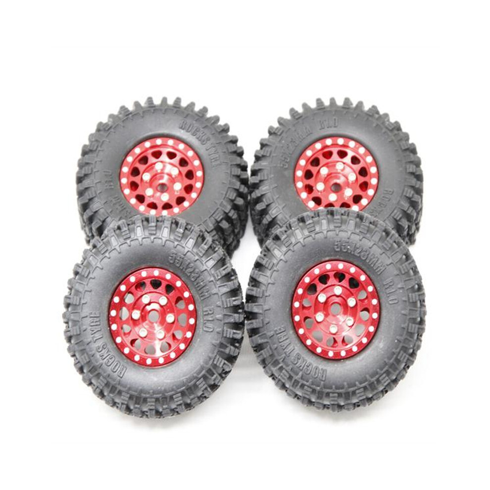 (Red) 1.0 Aluminum Locking Wheels Rims/Tires For 1/18 Trx4m/1/24 Axial Scx24 Rc Red 320997486350