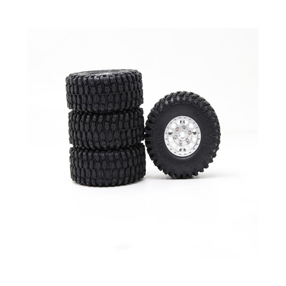 (Silver) 1.0 Aluminum Locking Wheels Rims/Tires For 1/18 Trx4m/1/24 Axial Scx24 Rc Silver 320997486367