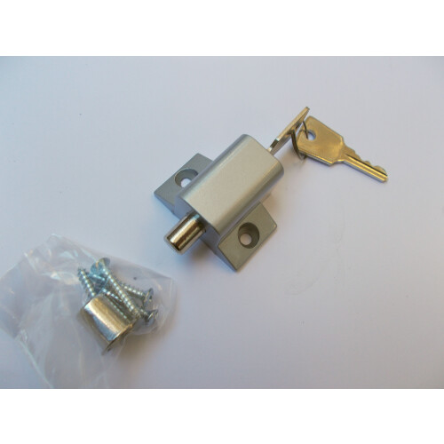 Patio Door Lock Catch Silver by Ironmongery World