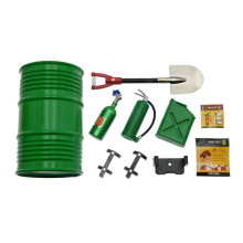 (Green) 1/10 RC Accessories Decoration Tools Shovel Oil Drum Oil Tank Fire Extinguisher