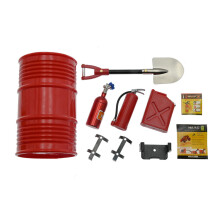 (Red) 1/10 RC Accessories Decoration Tools Shovel Oil Drum Oil Tank Fire Extinguisher