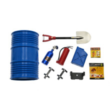 (Blue) 1/10 RC Accessories Decoration Tools Shovel Oil Drum Oil Tank Fire Extinguisher