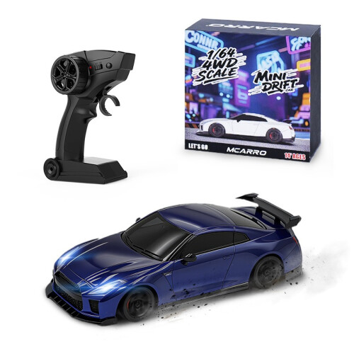 (Blue) 1/64 Mini Drift Car MC061 GTR Simulation Model Remote Control 4wd Drift Racing