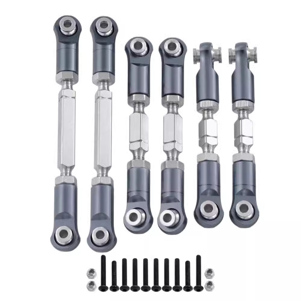 (Gray) Full Set Of Tie Rods Turnbuckles Aluminum For Arrma 1/8 Mojave 4X4 4S Blx (6Pcs) Gray 320997489887
