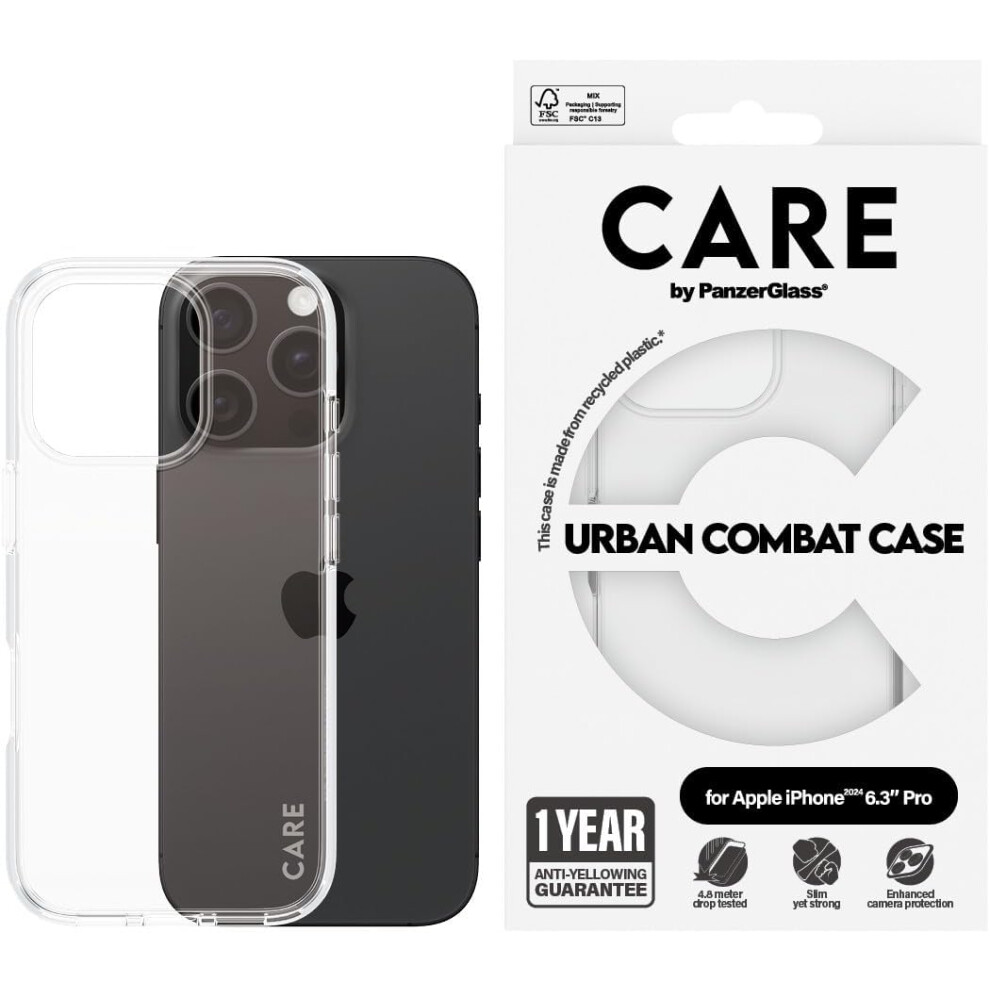 Panzer Glass Care Urban Combat Case For Iphone 16 Pro 6.3" Clear - 1354 5715685004209