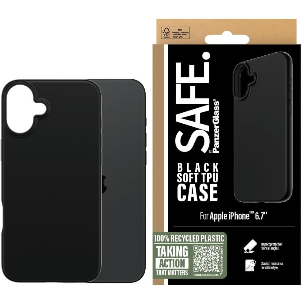 Panzer Glass Safe Soft Tpu Case For Iphone 16 Plus 6.7" - Safe95902 Black 5715685003363