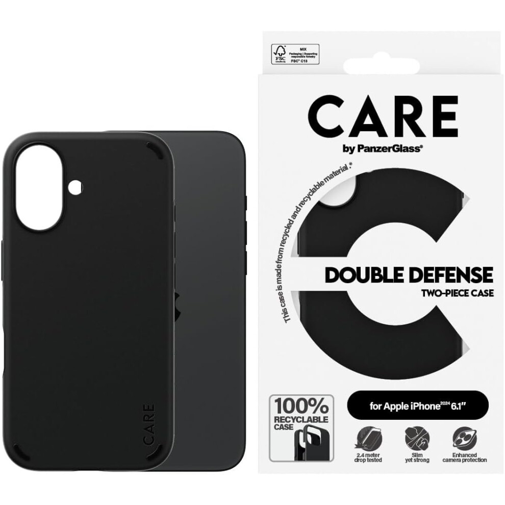 Panzer Glass Care Double Defense Case For Iphone 16 6.1" - 1333 Black 5715685003950