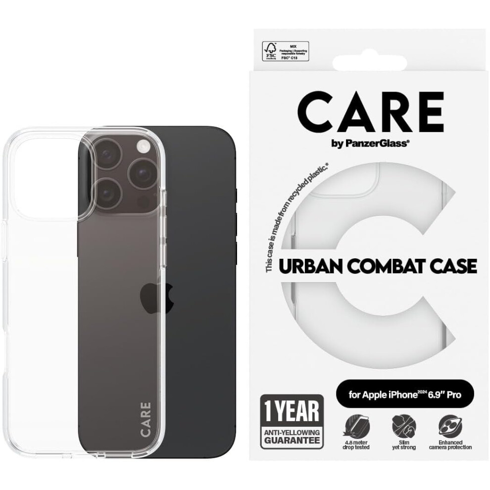 Panzer Glass Care Urban Combat Case For Iphone 16 Pro Max 6.9" Clear - 1356 5715685004223
