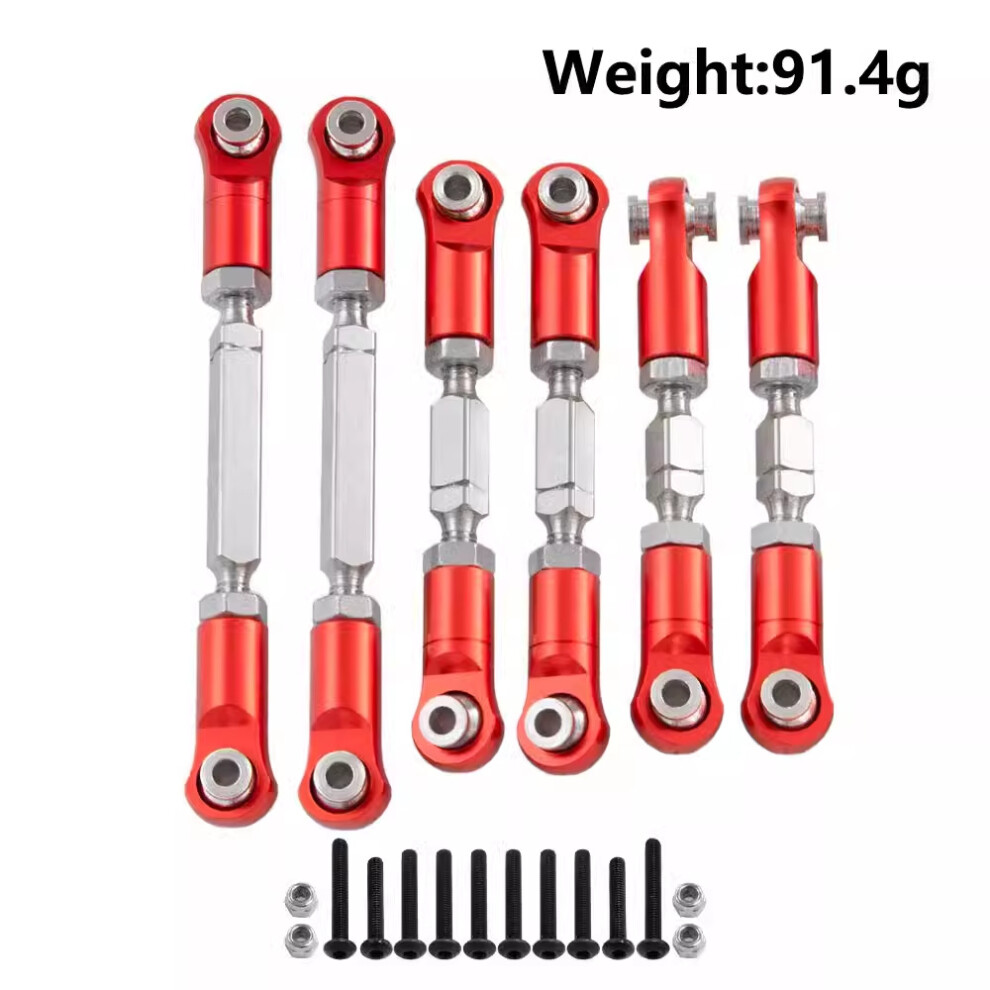 (Red) Full Set Of Tie Rods Turnbuckles Aluminum For Arrma 1/8 Mojave 4X4 4S Blx (6Pcs) Red 320997489900