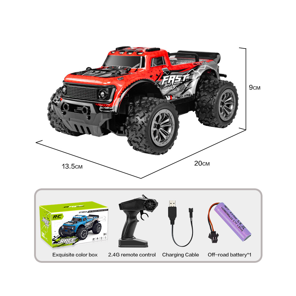 (Red) 1/20 2.4G Rc Drift & Climb Car W/ Led Lights, Off-Road Remote Control Vehicle Red 123643881734