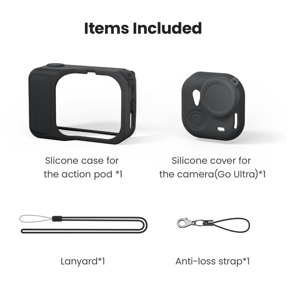(Black) Camera Silicone Protective Case Shockproof Cover W/Lanyard For Insta360 Go Ultra Black 123643866915