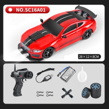 (Red) 2.4G High Speed Drift Rc Car 1:16 4WD with Smoke Function Toy RC Car GTR Model