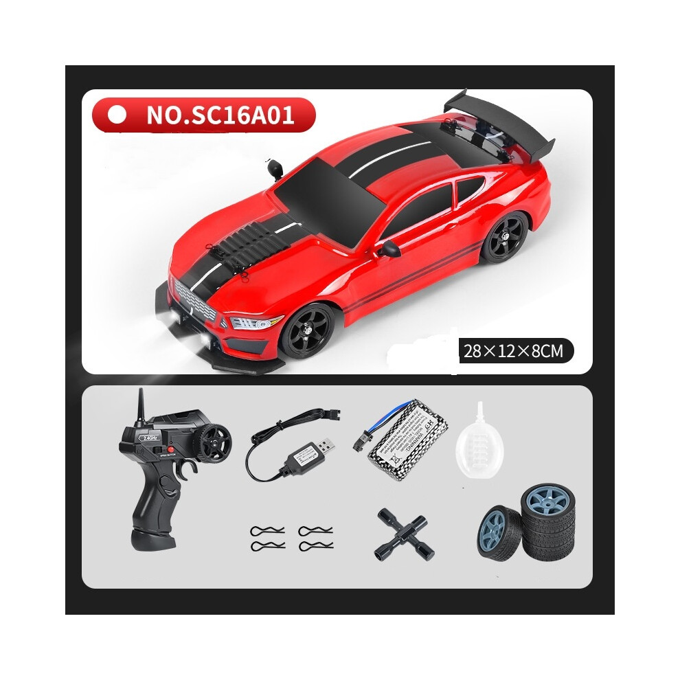 (Red) 2.4G High Speed Drift Rc Car 1:16 4Wd With Smoke Function Toy Rc Car Gtr Model Red 320997497769