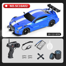 (Blue) 2.4G High Speed Drift Rc Car 1:16 4WD with Smoke Function Toy RC Car GTR Model