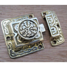 East Lake Cupboard Catch Round Plate Polished Brass by Ironmongery World