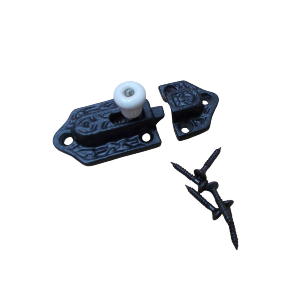 Ceramic Knob Bolt Catch Black Antique By Ironmongery World 5057067955816