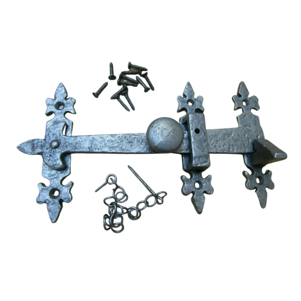 Fleur De Lys Bar Latch Antique Iron By Ironmongery World 5055979724919