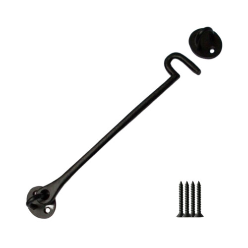 12" Plain Cast Iron Cabin Hook Black Antique