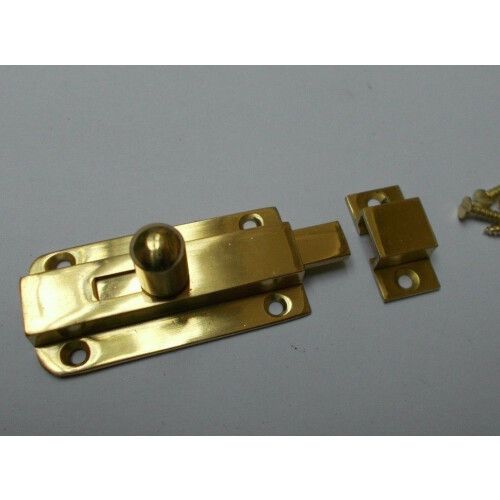 Vintage Small Knob Bolt Polished Brass