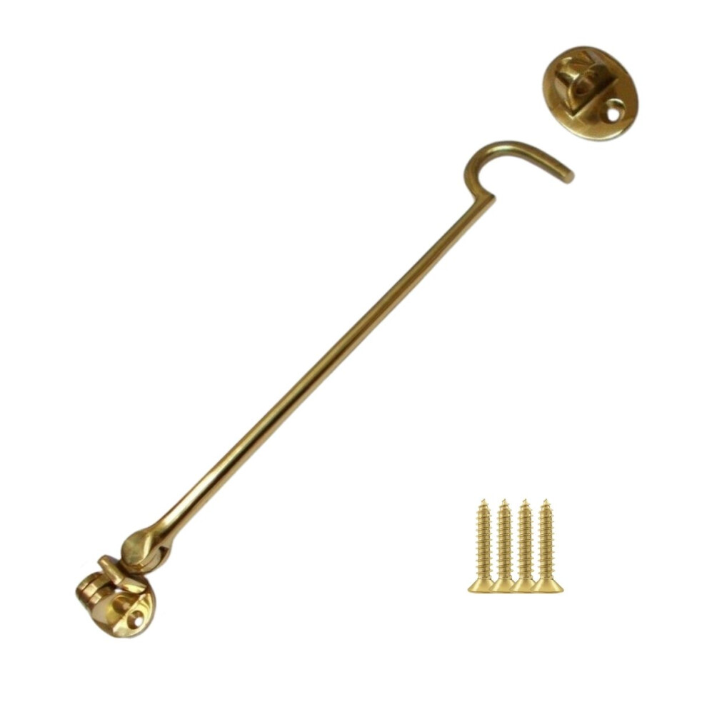 8" Plain Polished Brass Cabin Hook By Ironmongery World 5057067962487
