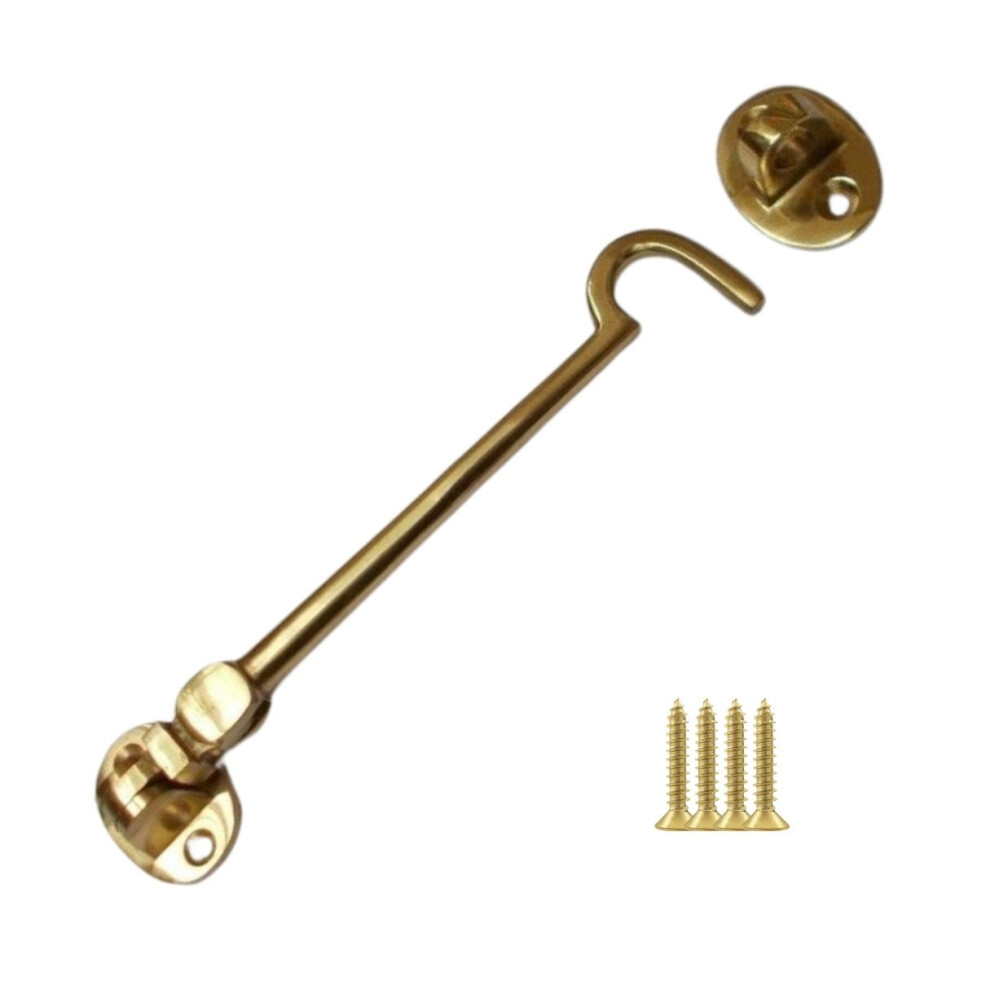 6" Plain Polished Brass Cabin Hook By Ironmongery World 5057067962470